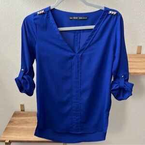 Zara Royal Blue Blouse with Studded Accents